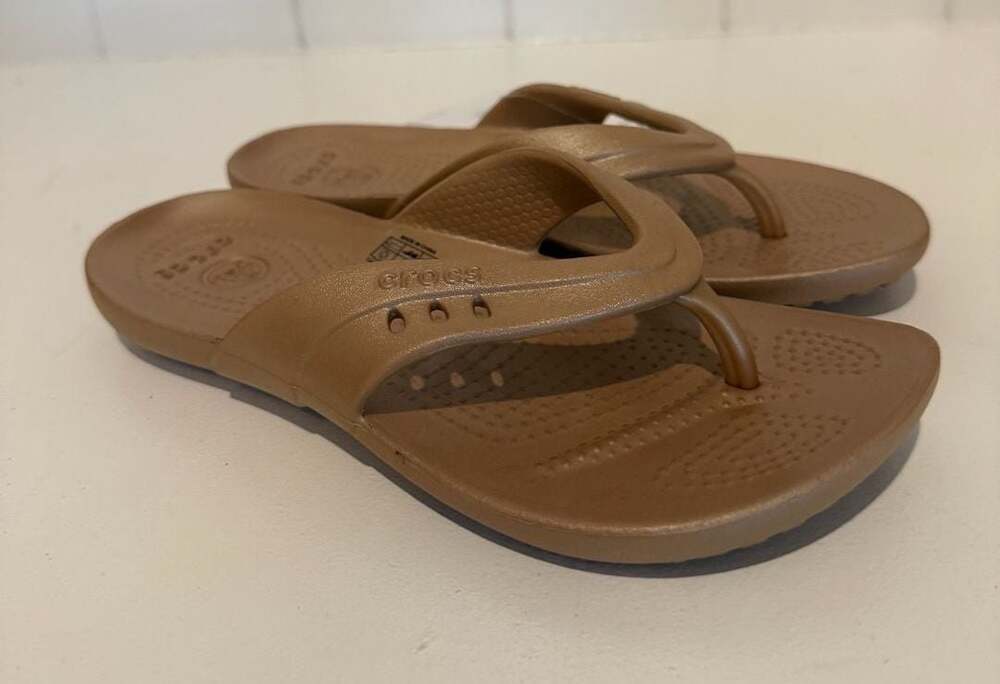 Crocs Kadee Patent Flip-Flop Gold Sandals